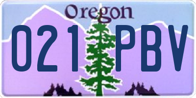 OR license plate 021PBV