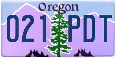OR license plate 021PDT