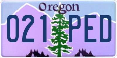 OR license plate 021PED