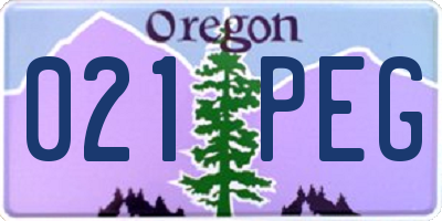 OR license plate 021PEG