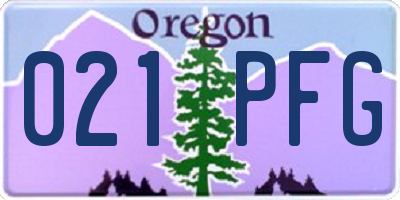 OR license plate 021PFG