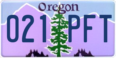 OR license plate 021PFT