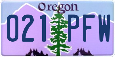 OR license plate 021PFW