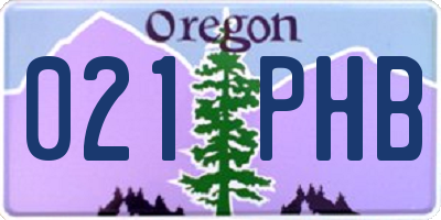 OR license plate 021PHB