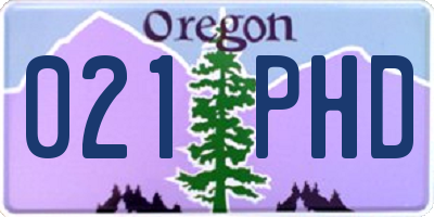 OR license plate 021PHD