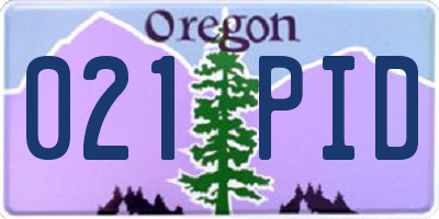 OR license plate 021PID
