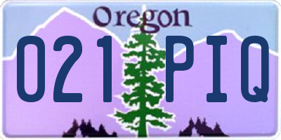 OR license plate 021PIQ