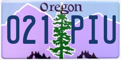 OR license plate 021PIU