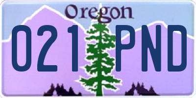 OR license plate 021PND