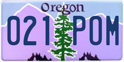 OR license plate 021POM