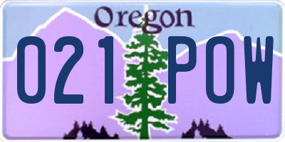 OR license plate 021POW