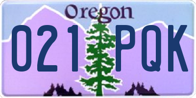 OR license plate 021PQK