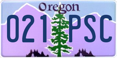 OR license plate 021PSC
