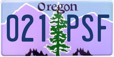 OR license plate 021PSF