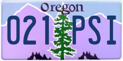 OR license plate 021PSI