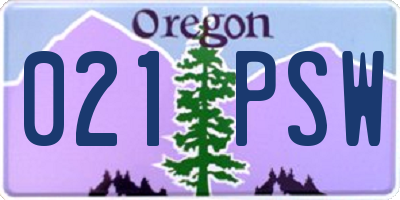 OR license plate 021PSW