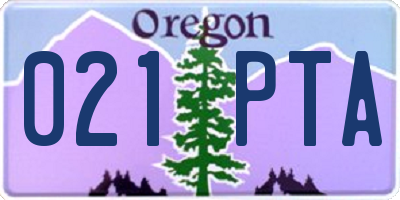 OR license plate 021PTA