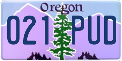OR license plate 021PUD