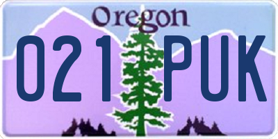 OR license plate 021PUK