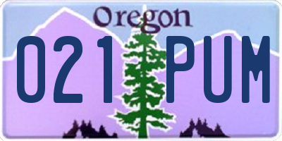 OR license plate 021PUM