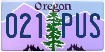 OR license plate 021PUS
