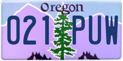 OR license plate 021PUW