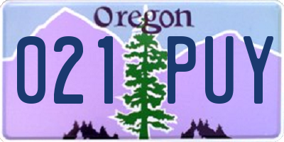 OR license plate 021PUY