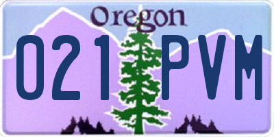 OR license plate 021PVM