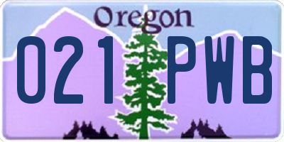 OR license plate 021PWB