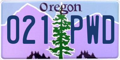 OR license plate 021PWD