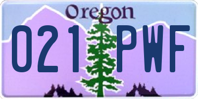OR license plate 021PWF