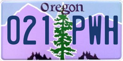 OR license plate 021PWH