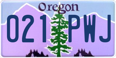 OR license plate 021PWJ