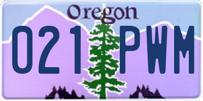 OR license plate 021PWM
