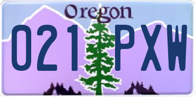 OR license plate 021PXW