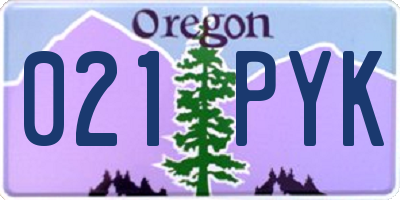 OR license plate 021PYK