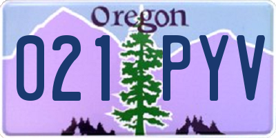 OR license plate 021PYV