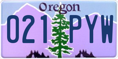 OR license plate 021PYW