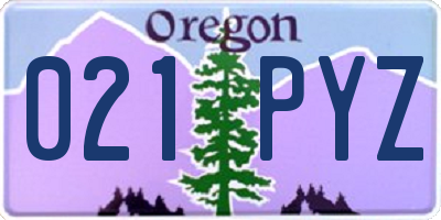 OR license plate 021PYZ