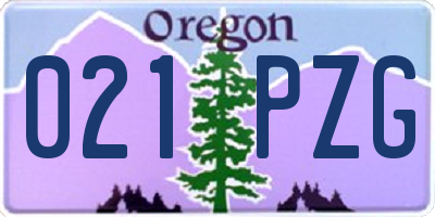 OR license plate 021PZG