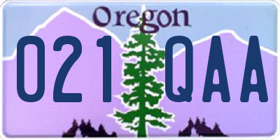 OR license plate 021QAA