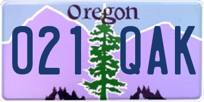 OR license plate 021QAK