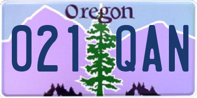 OR license plate 021QAN