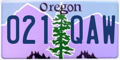 OR license plate 021QAW