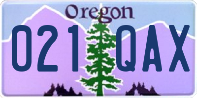 OR license plate 021QAX