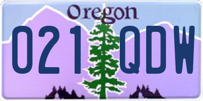 OR license plate 021QDW
