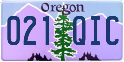 OR license plate 021QIC