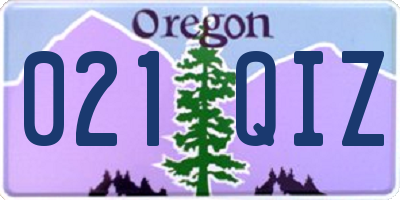 OR license plate 021QIZ