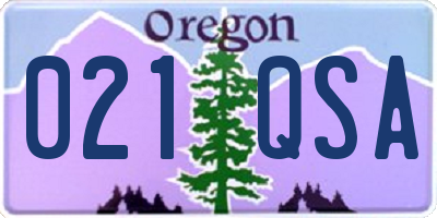 OR license plate 021QSA
