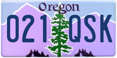 OR license plate 021QSK